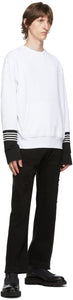 Neil Barrett White Front Pocket Stripe Sweatshirt