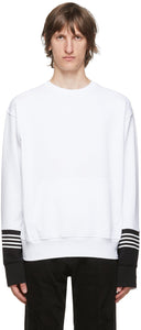 Neil Barrett White Front Pocket Stripe Sweatshirt - Sweat-shirt de poche avant Barrett Neil Barrett - Neil Barrett 화이트 프론트 포켓 스트라이프 스웨터