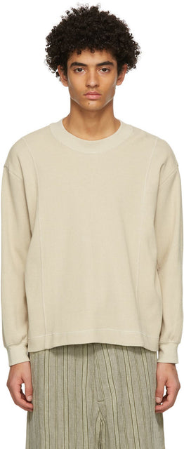 Nicholas Daley Beige Waffle Sweatshirt - Sweat-shirt de gaufres Beige Nicholas Daley Beige - Nicholas Daley Beige Waffle Sweatshirt