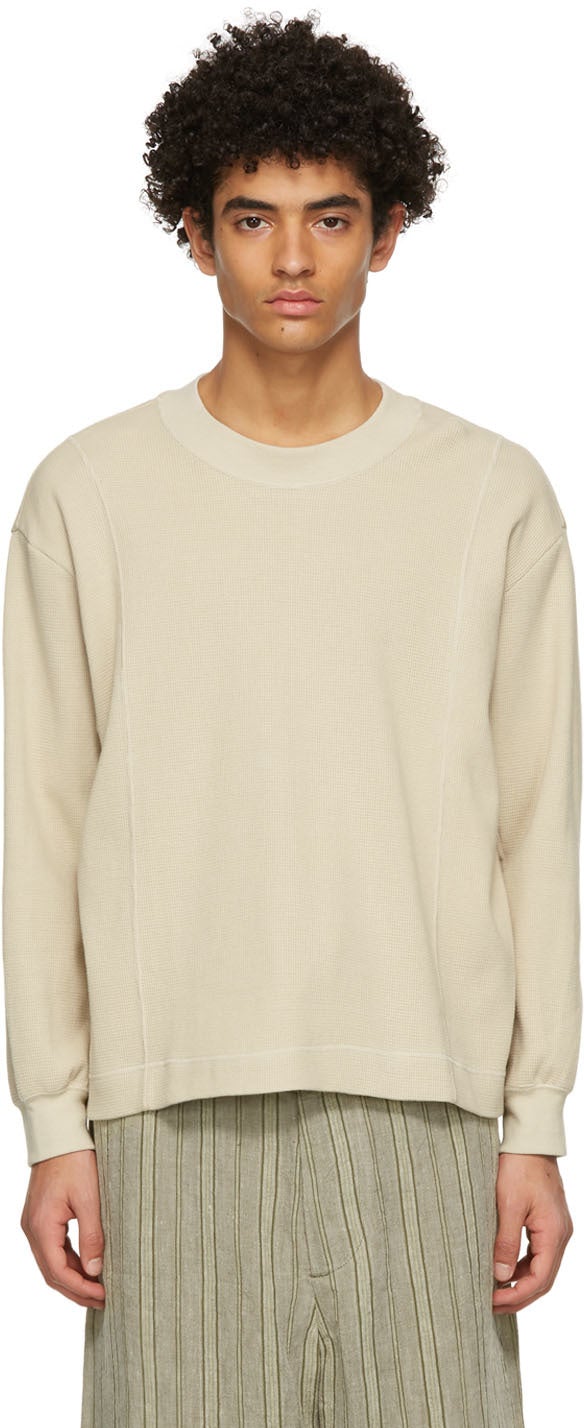 Nicholas Daley Beige Waffle Sweatshirt - Sweat-shirt de gaufres Beige Nicholas Daley Beige - Nicholas Daley Beige Waffle Sweatshirt