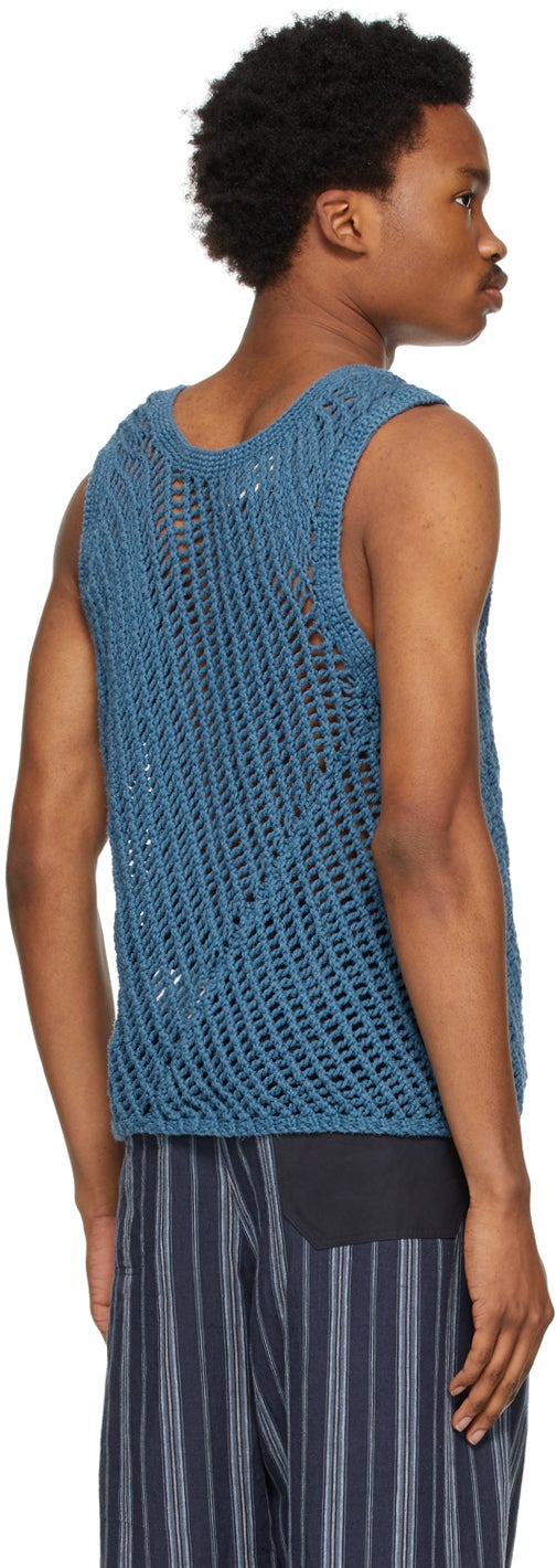 Nicholas Daley Blue Knit Garment-Dyed Vest – BlackSkinny
