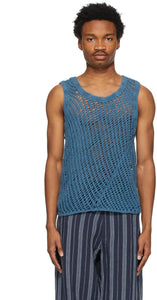 Nicholas Daley Blue Knit Garment-Dyed Vest - NICHOLAS DALEY DALEY KNIER VEST DYDED DYED DE VÊTEMENT - Nicholas Daley 블루 니트 의류 염색 조끼