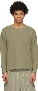 Nicholas Daley Khaki Waffle Sweatshirt - Sweat-shirt de gaufre de Nicholas Daley Khaki - Nicholas Daley Khaki Waffle Sweatshirt