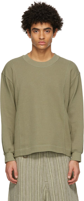 Nicholas Daley Khaki Waffle Sweatshirt - Sweat-shirt de gaufre de Nicholas Daley Khaki - Nicholas Daley Khaki Waffle Sweatshirt