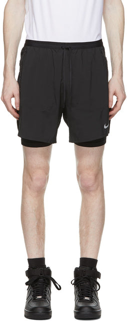 Nike Black Flex Stride Run Division 2-in-1 Shorts - Nike Black Flex Stride Division Division 2-en-1 Short - Nike Black Flex Storide Run Division 2-in-1 반바지