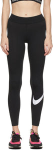 Nike Black Sportswear Essential Swoosh Leggings - Nike Black Sportswear Essential Swoosh Leggings - 나이키 블랙 스포츠웨어 필수 Swoosh 레깅스