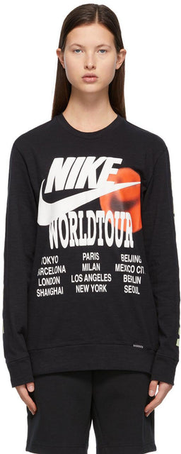 Nike Black Sportswear 'World Tour' Sweatshirt - Sweat-shirt Nike Black Sportswear 'World Tour' - Nike Black Sportswear 'World Tour'스웨터