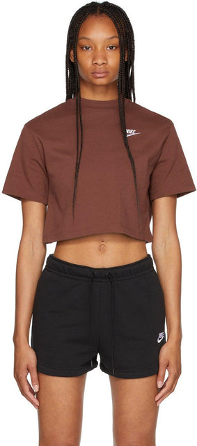 Nike Brown NSW Cropped T-Shirt - T-shirt Nike Brown Nsw recadré - 나이키 브라운 NSW는 티셔츠를 자른 티셔츠