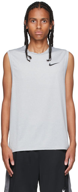 Nike Grey Dri-FIT Pro Tank Top - Débardeur Pro Nike Grey Dri-Fit Pro - 나이키 그레이 Dri-Fit Pro Tank Top.