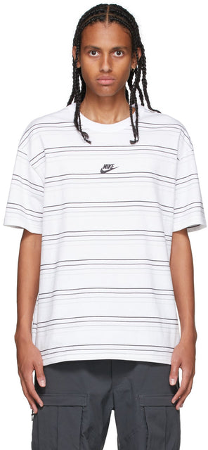 Nike White Striped Logo T-Shirt - T-shirt de logo à rayures blanches Nike - 나이키 화이트 스트라이프 로고 티셔츠