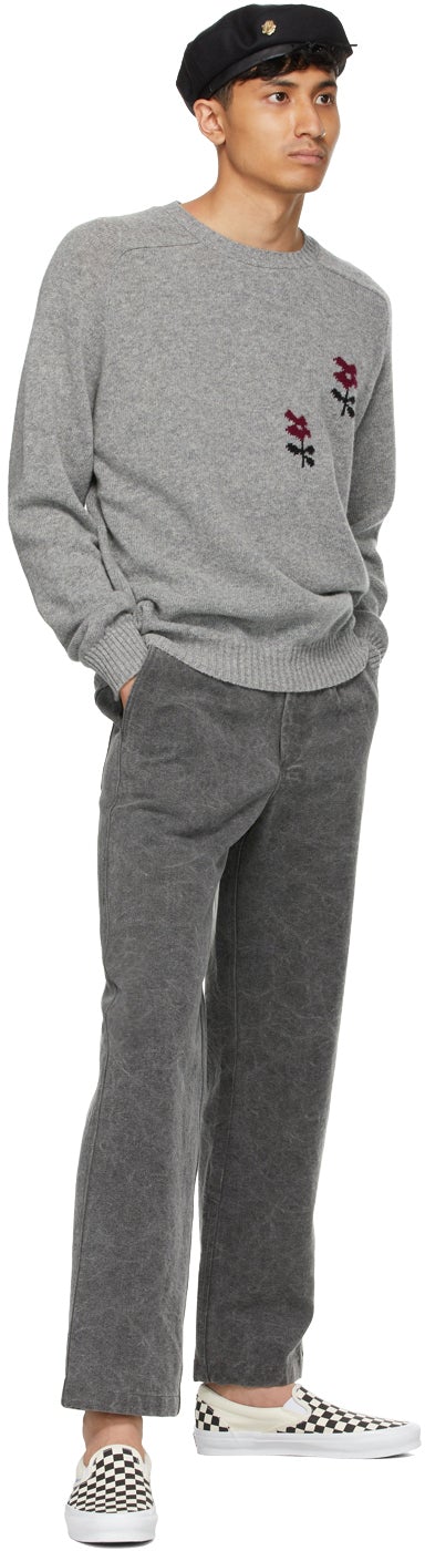 Noah Grey Intarsia Flower Sweater