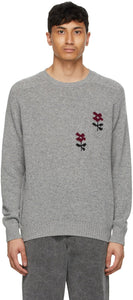 Noah Grey Intarsia Flower Sweater - Noah gris Intarsia Flower Pull - 노아 회색 intarsia 꽃 스웨터