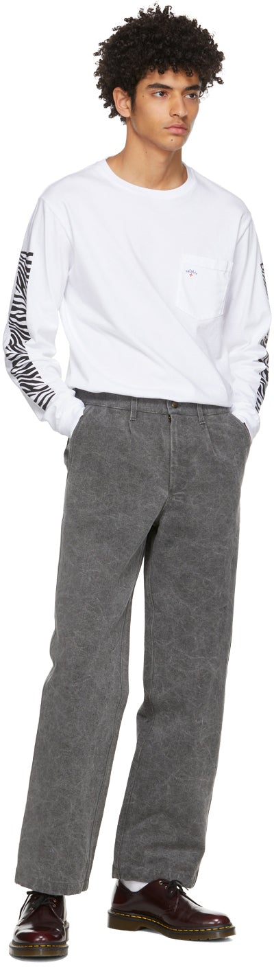 Noah White Zebra Pocket Long Sleeve T-Shirt