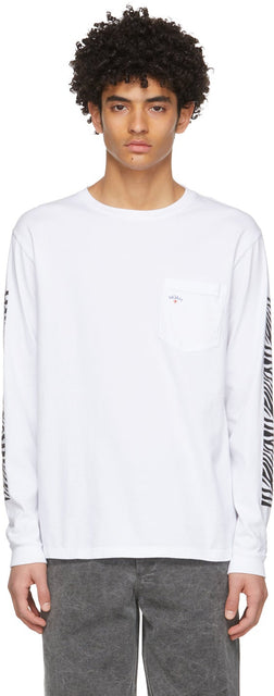 Noah White Zebra Pocket Long Sleeve T-Shirt - T-shirt à manches longues de poche de zèbre blanche noah - 노아 화이트 얼룩말 포켓 긴 소매 티셔츠