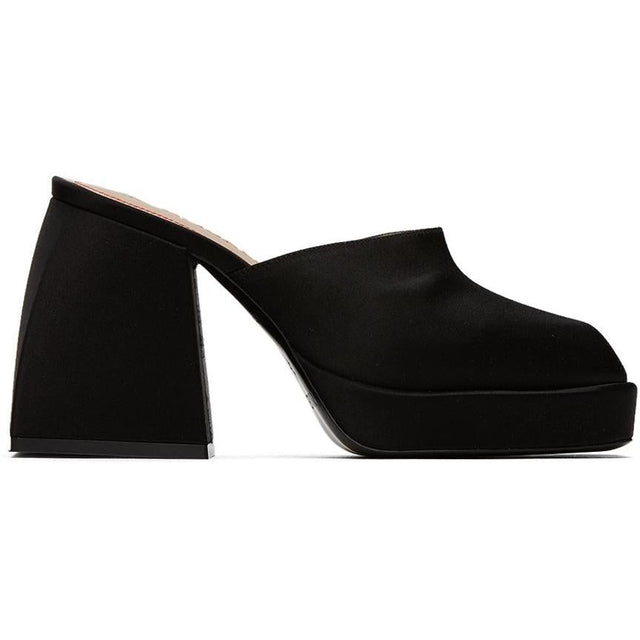 Nodaleto Black Silk Bulla Geller Heeled Mules