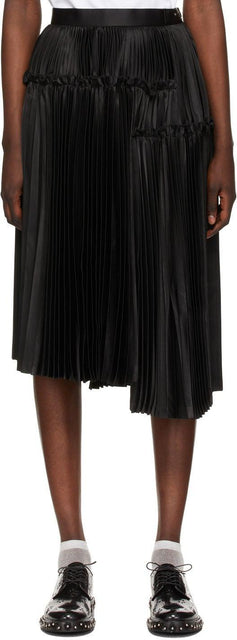Noir Kei Ninomiya Black Pleated Skirt - Noir Kei Ninomiya Jupe plissée noire - 누르 케이 니노 미야 블랙 주름 치마