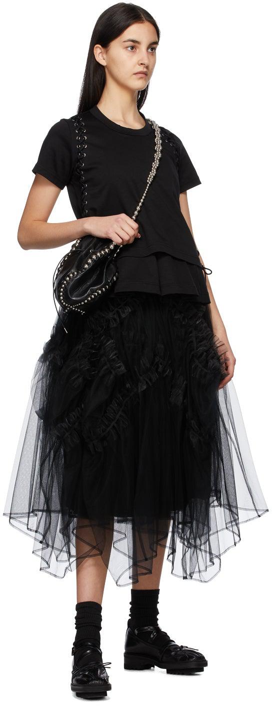 Noir Kei Ninomiya Black Ponte Laced T-Shirt