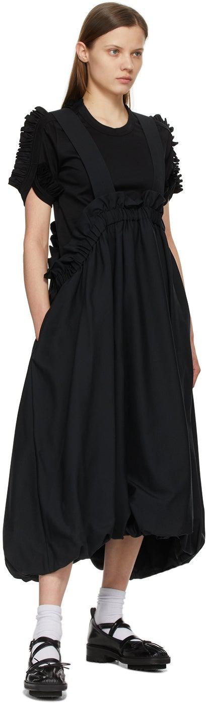 Noir Kei Ninomiya Black Ponte Ruched T-Shirt