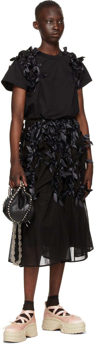 Noir Kei Ninomiya Black Ribbon Ponte T-Shirt