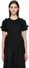 Noir Kei Ninomiya Black Tulle Sleeves T-Shirt - Noir Kei Ninomiya Noire Tulle Manches T-shirt - 누르 케이 니노 미야 블랙 얇은 명주 그물 셔츠 셔츠