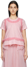 Noir Kei Ninomiya Pink Ponte Tulle T-Shirt - Noir Kei Ninomiya Rose Ponte Tulle T-shirt - 누르 케이 니노 미야 핑크 폰테 얇은 티셔츠