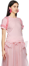 Noir Kei Ninomiya Pink Tulle Sleeves T-Shirt
