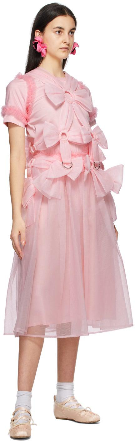 Noir Kei Ninomiya Pink Tulle Sleeves T-Shirt
