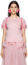Noir Kei Ninomiya Pink Tulle Sleeves T-Shirt - Noir Kei Ninomiya Rose Tulle Manches T-shirt - 노아 킨 니노 미야 핑크 얇은 명주 그물 티셔츠