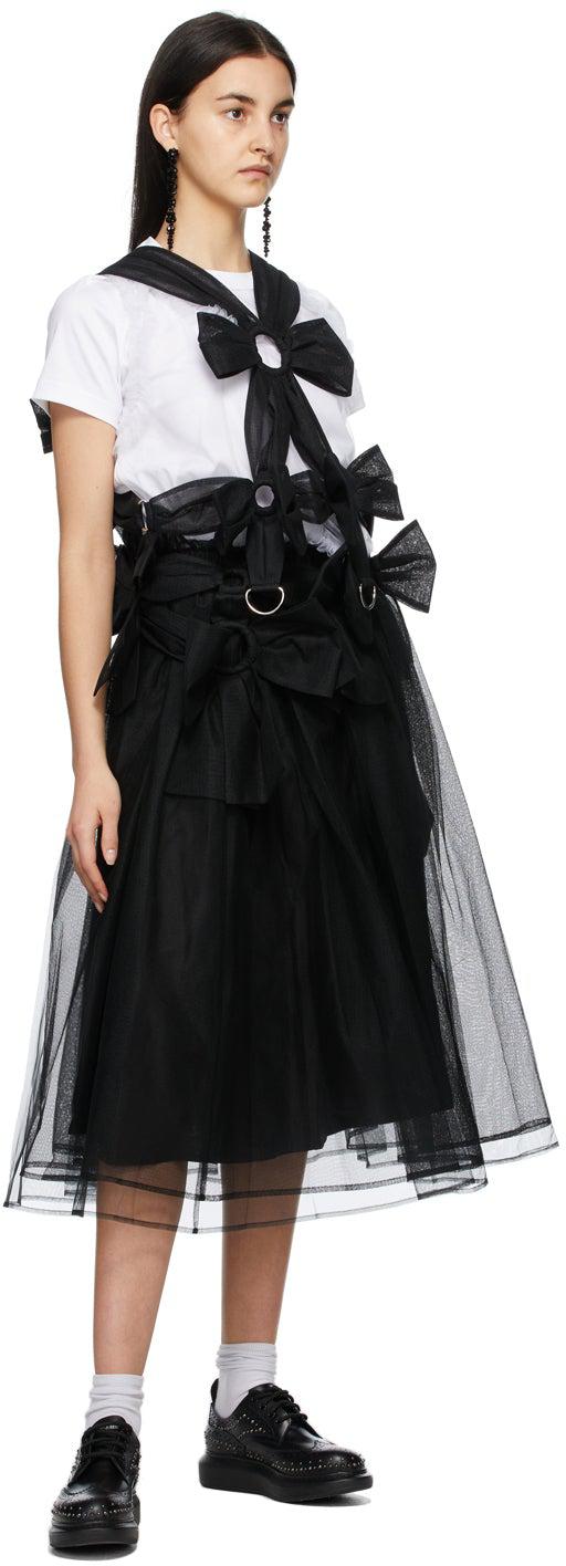 Noir Kei Ninomiya White Ponte Tulle T-Shirt