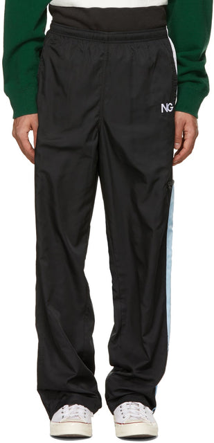 Noon Goons Black Taffeta Schoolyards Track Pants - Noon Goons Black Taffetas School Schoolbay Pantalons de piste - 정오 GOONONS 검은 태 피터 Schoolyards 팬츠를 추적합니다