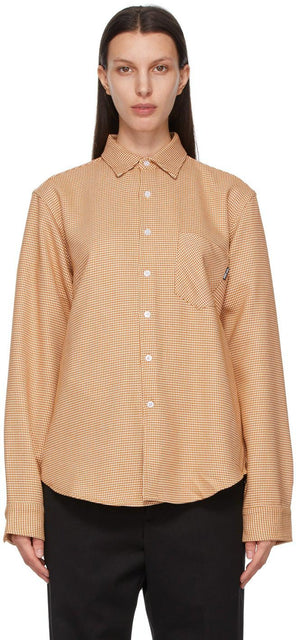 Noon Goons Orange Houndstooth Sect Shirt - Chemise de secte de pied de poule orange midi Goons - 정오 뱀 오렌지 houndstooth 종파 셔츠