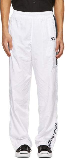 Noon Goons White Taffeta Schoolyards Track Pants - Noon Goons Blanc Taffeta School School Schoolbay Pantalon - 정오 GOONS 화이트 TAFFETA Schoolyards 트랙 바지