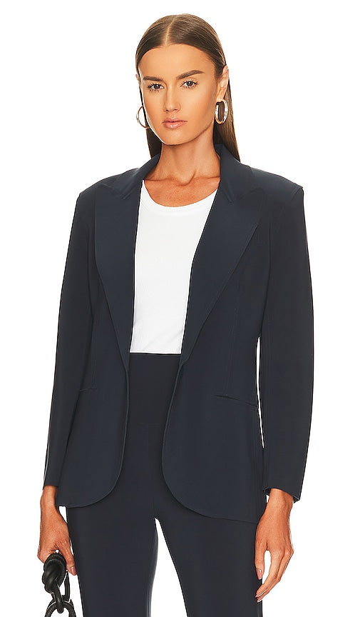Norma Kamali Single Breasted Jacket in Charcoal Veste à poitrine unique Norma Kamali à charbon de bois 木炭中的诺玛·卡玛利（Norma Kamali）单胸夹克