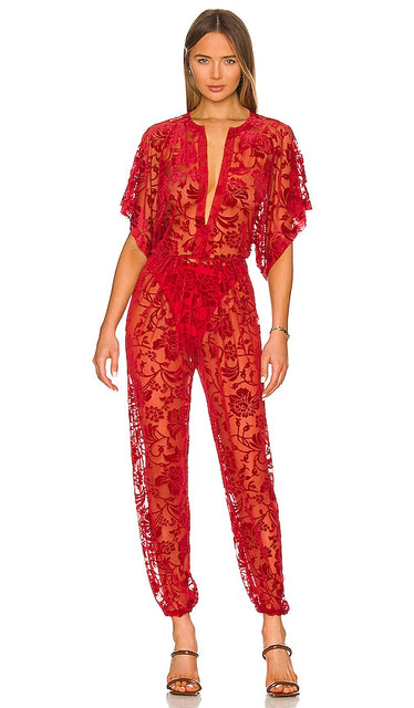 Norma Kamali x REVOLVE Rectangle Jog Jumpsuit in Red NORMA KAMALI X TEPLOVE RECTANGE JOG JOG JOG SUIT Norma Kamali X旋转矩形慢跑连身裤穿红色