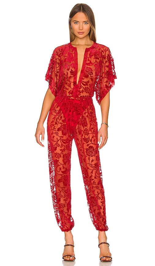 Norma Kamali x REVOLVE Rectangle Jog Jumpsuit in Red NORMA KAMALI X TEPLOVE RECTANGE JOG JOG JOG SUIT Norma Kamali X旋转矩形慢跑连身裤穿红色