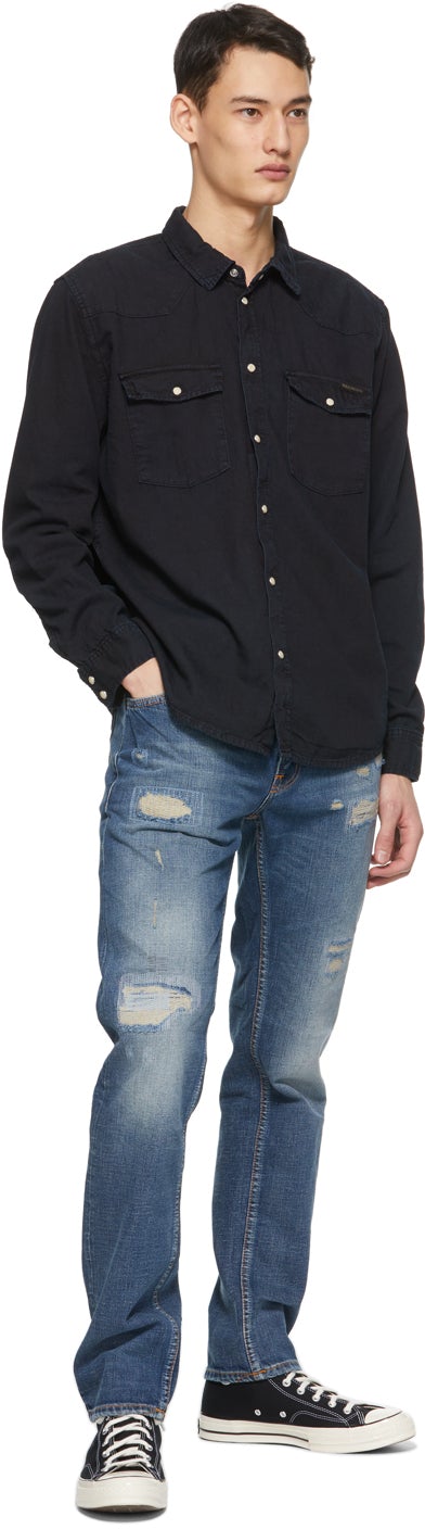 Nudie Jeans Black Denim Organic George Shirt