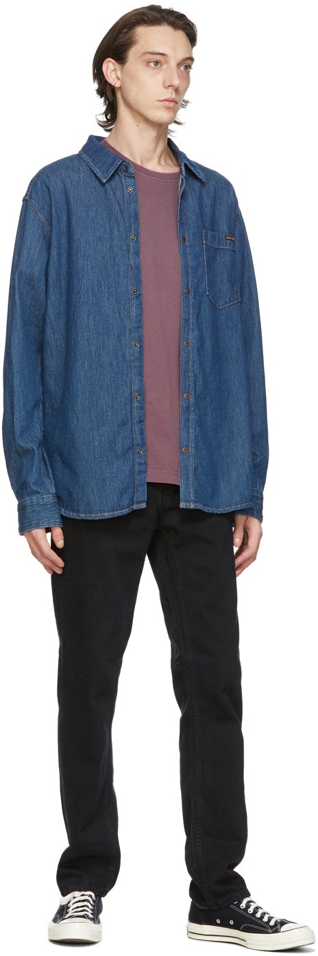 Nudie Jeans Blue Denim Albert Mid Worn Shirt