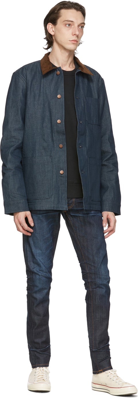 Nudie Jeans Blue Denim Barney Horse Lining Jacket