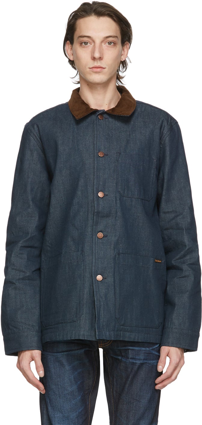 Nudie Jeans Blue Denim Barney Horse Lining Jacket – BlackSkinny