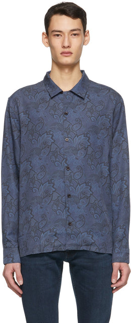 Nudie Jeans Blue Paisley Vidar Shirt - Chemise Nudie Jeans Blue Paisley Vidar - Nudie 청바지 블루 페이즐리 Vidar 셔츠