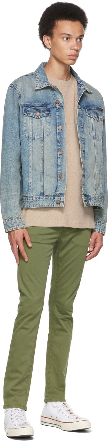 Nudie Jeans Green Slim Adam Chino Trousers