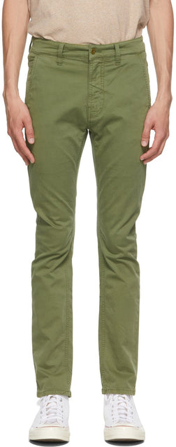Nudie Jeans Green Slim Adam Chino Trousers - Nudie Jeans Green Slim Adam Chino Pantalons - Nudie 청바지 녹색 슬림 아담 치노 바지