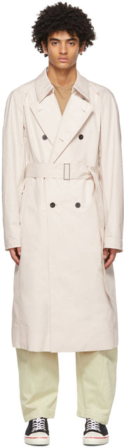 OVERCOAT Beige Crispy Cotton Trench Coat - Couverture de coton croustillant beige beige - 오버코트 베이지 파삭 파삭 한 코튼 트렌치 코트