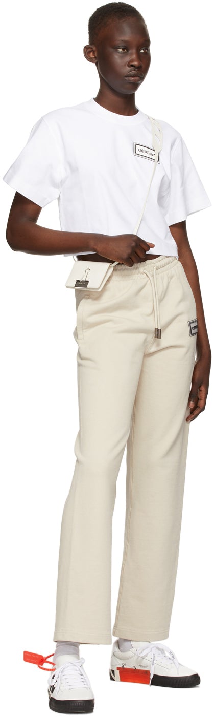 Off-White Beige Logo Patch Lounge Pants