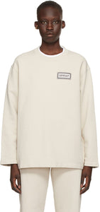 Off-White Beige Logo Patch Sweatshirt - Sweat-shirt du logo beige blanc cassé - 오프 화이트 베이지 로고 패치 스웨터