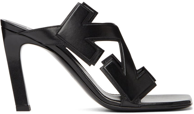 Off-White Black Arrow Heeled Sandal - Sandale à talons arrow noire blanc cassé - 샌달 샌들 오프 화이트 블랙 화살표