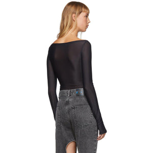 Off-White Black Basic Sheer Bodysuit