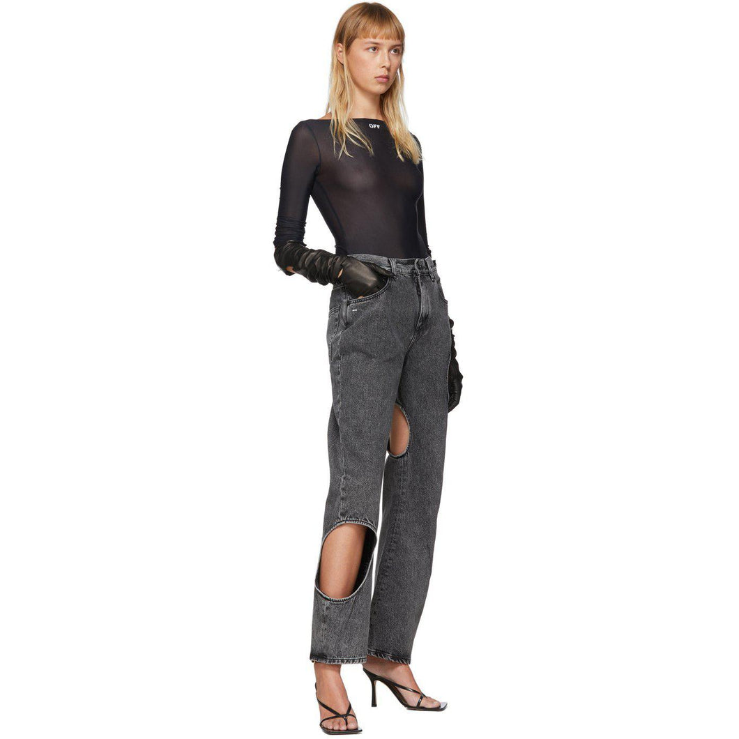 Off-White Black Basic Sheer Bodysuit - Body Sheer Basic Basic Black Off blanc - off-white black basic bodysuit.
