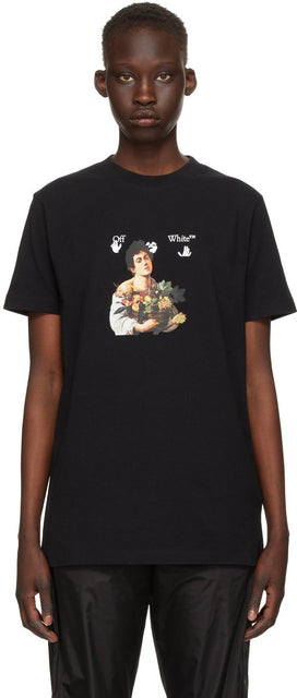 Off-White Black Caravaggio Boy T-Shirt - T-shirt Boy Black Caravaggio Boy - 오프 화이트 블랙 카라 바그 조 소년 티셔츠
