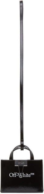 Off-White Black Leather Baby Box Bag - Sac bébé en cuir noir blanc blanc - 오프 화이트 블랙 가죽 아기 상자 가방